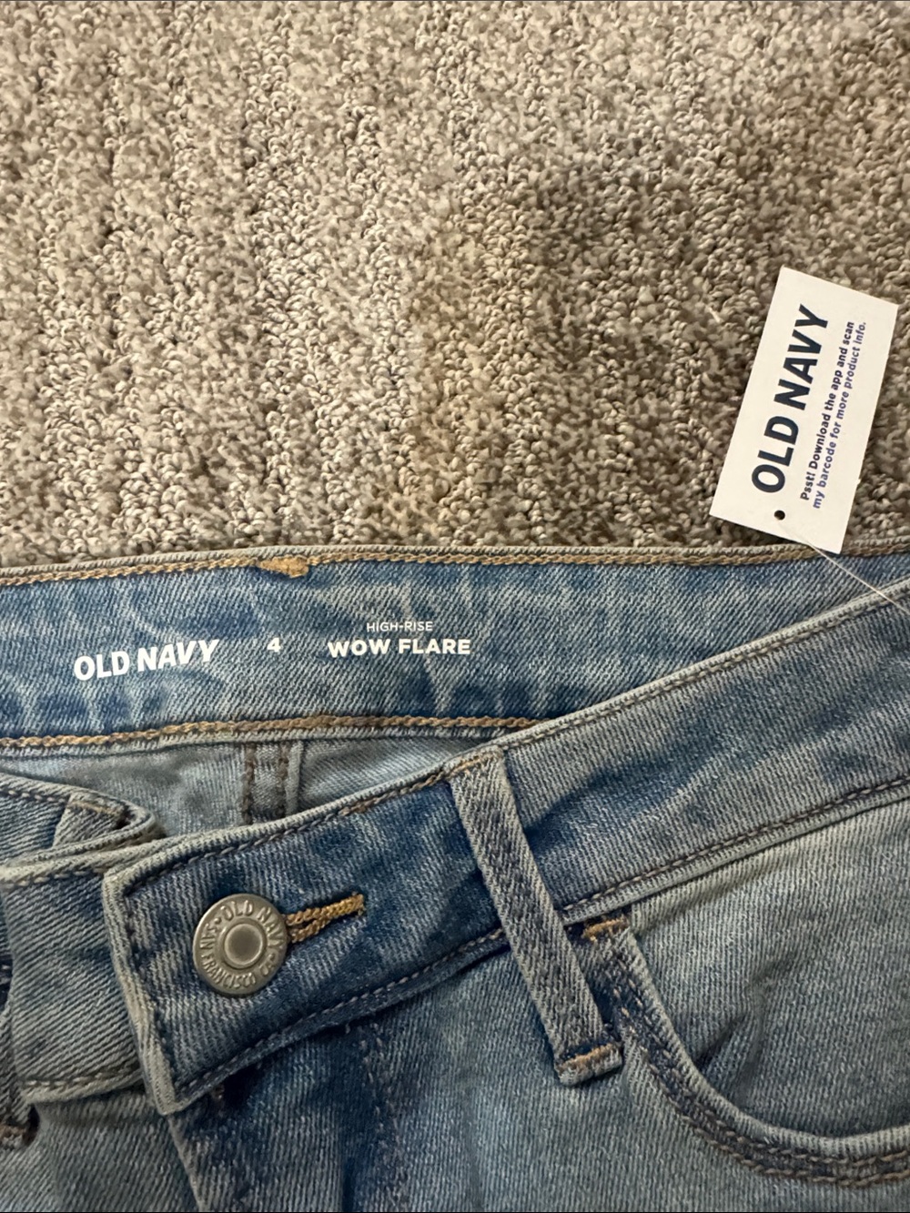 Old Navy Light Blue Flared Wide-Leg Jeans - Picture 2 of 2